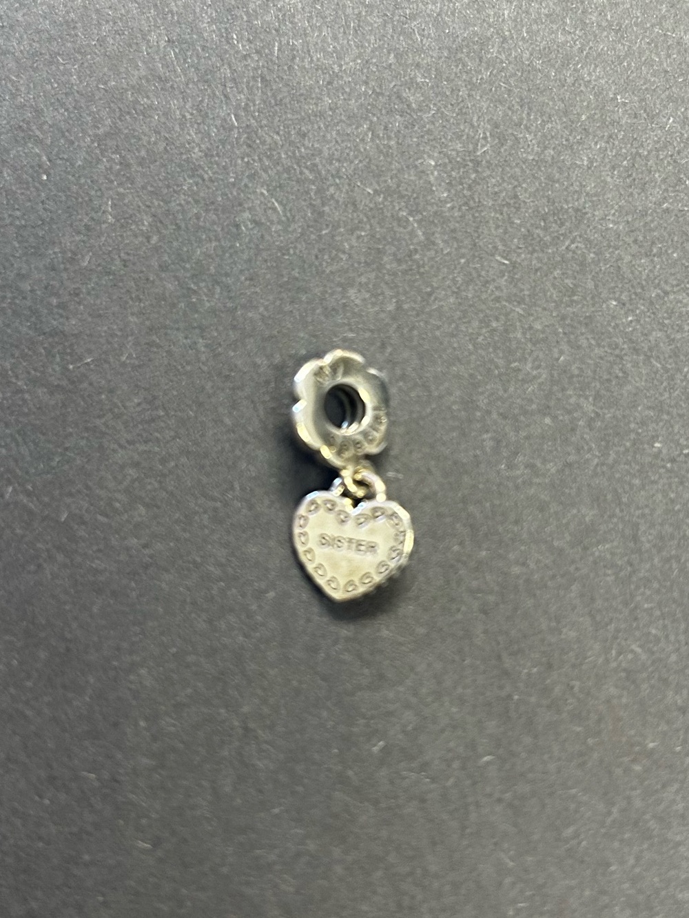 Pandora Silver Heart 'SISTER' Dangle Charm